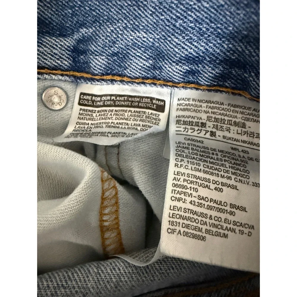 Levis 505 Regular Fit Straight Leg Light Wash Denim Jeans Mens 34x29 Blue